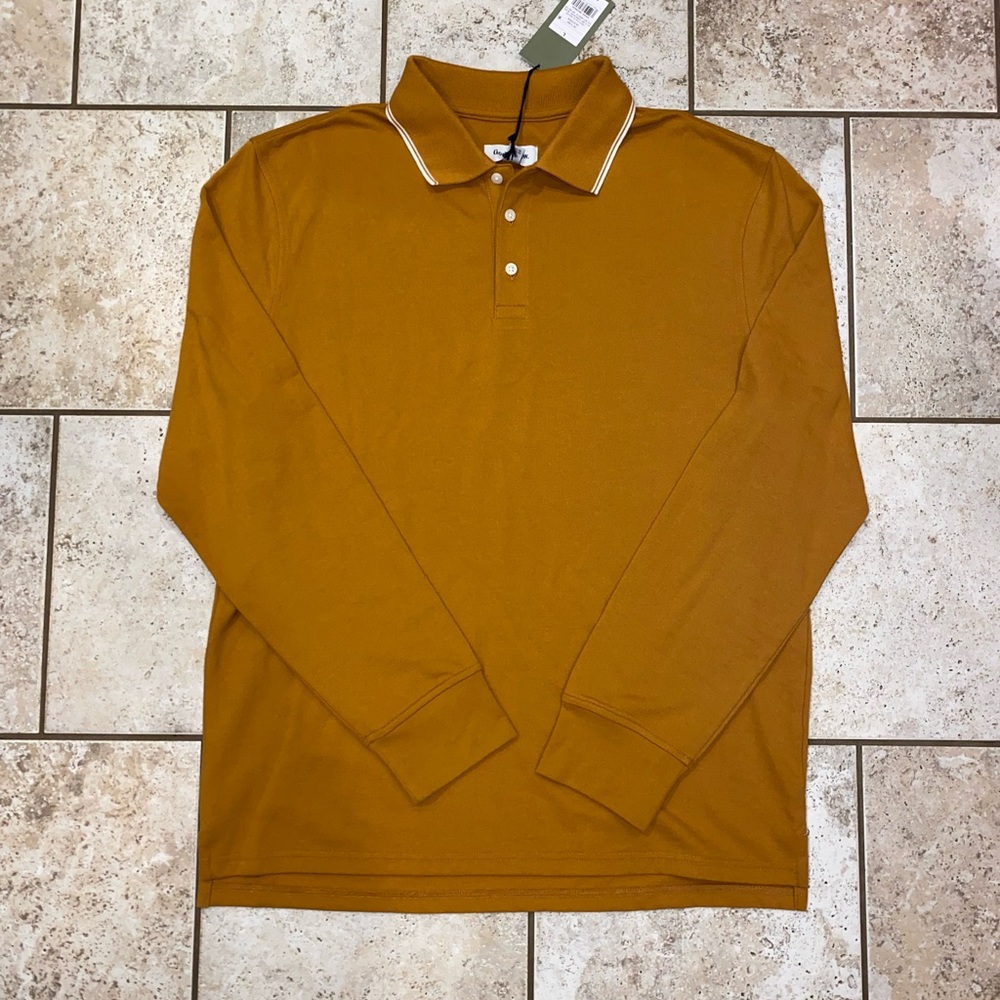 Goodfellow Yellow/Mustard Long Sleeve Polo, Men’s Large, NWT